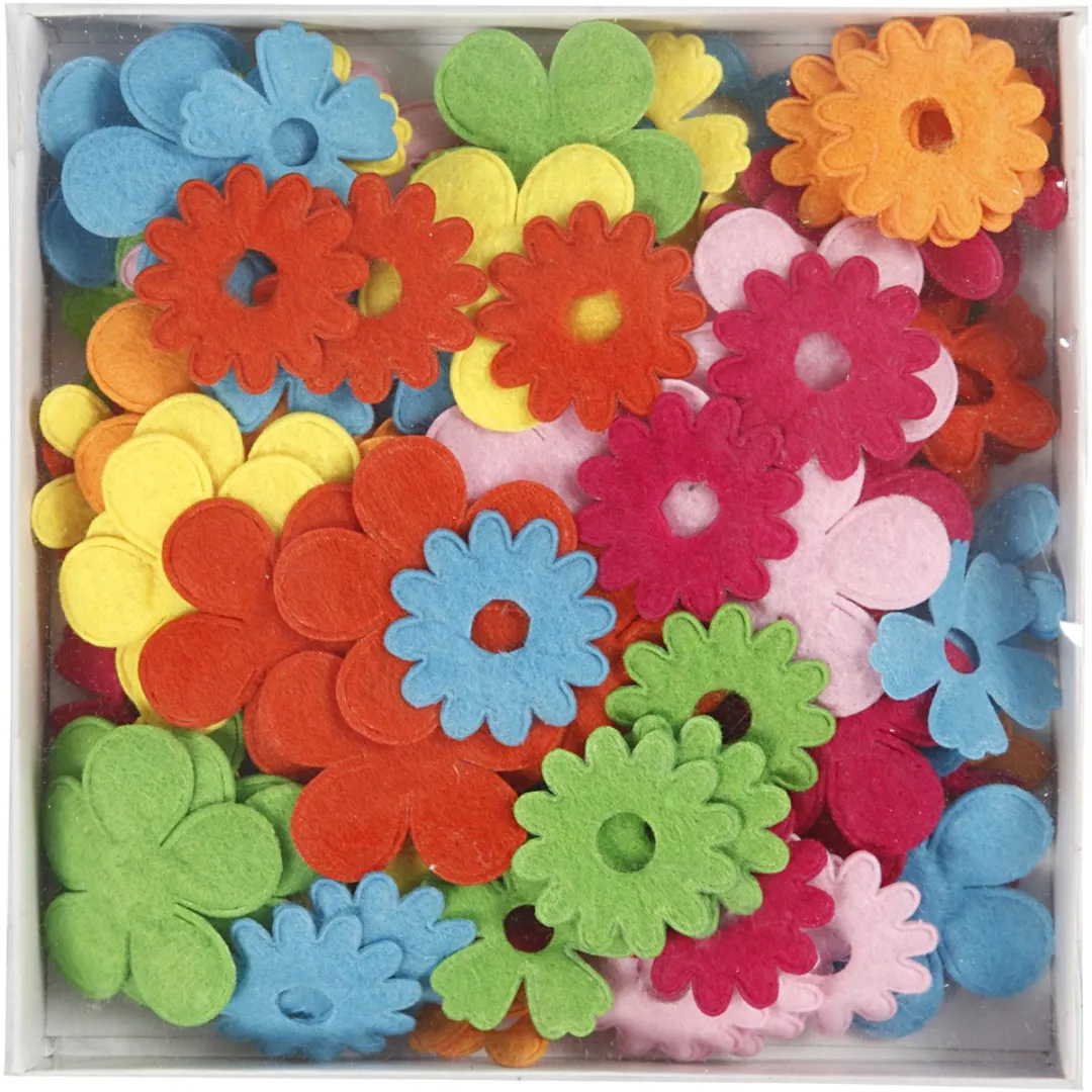 Creativ Company Bloemen van Vilt - 135 Stuks Multicolor