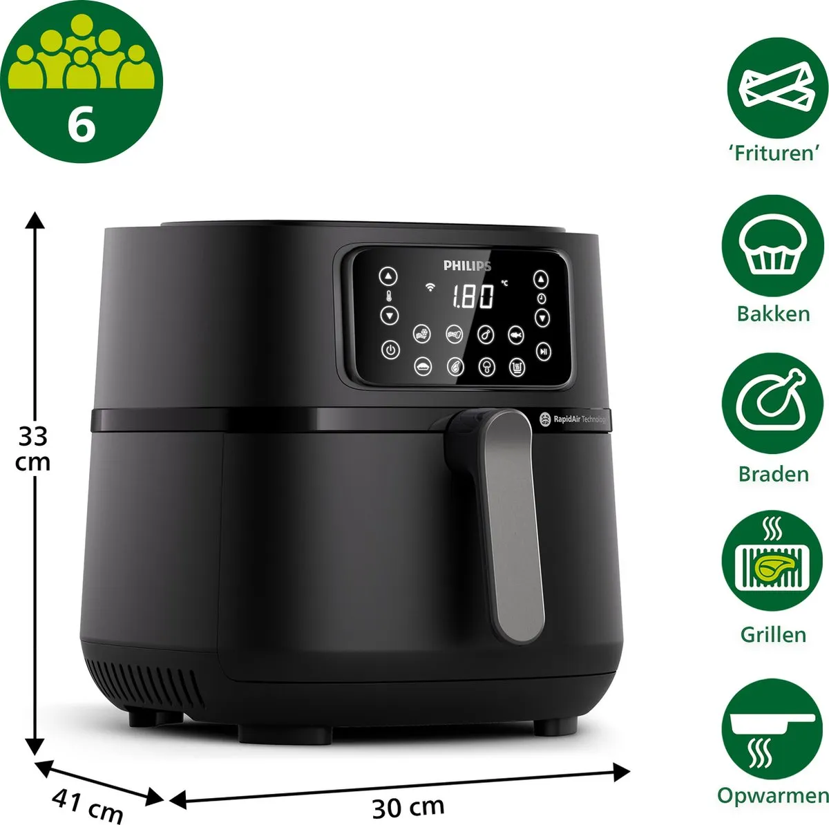 Philips Airfryer Connected 5000 Series HD9285/93 - 7,2L - Zwart