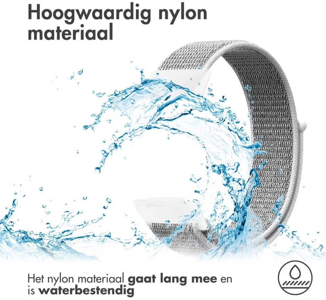 Imoshion Nylon Bandje Fitbit Charge 5 - L - Lichtgrijs
