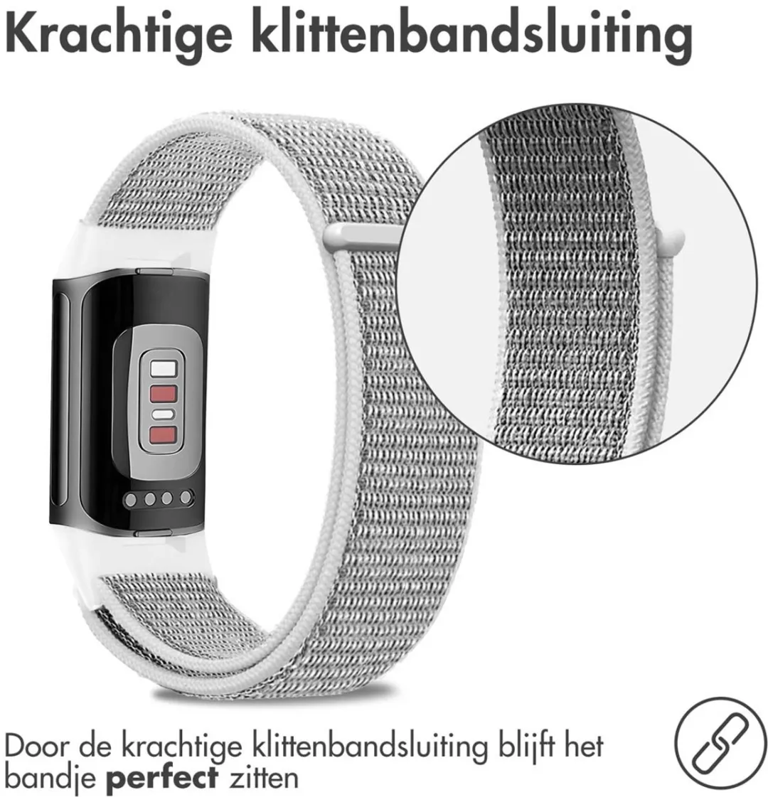 Imoshion Nylon Bandje Fitbit Charge 5 - L - Lichtgrijs - afbeelding 6 van 6