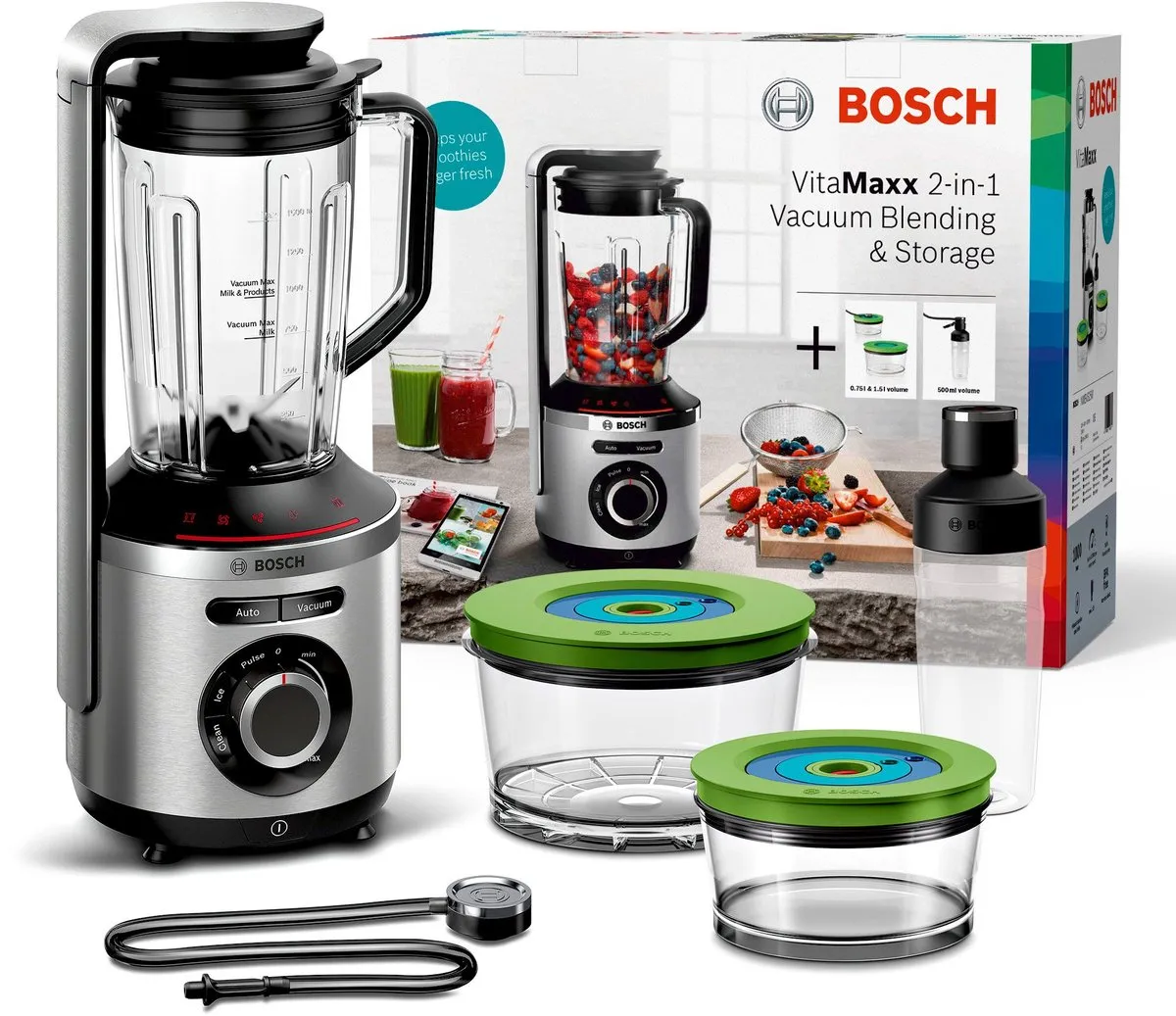 Bosch VitaPower Serie 8 MMBV625M Vacuümblender - 1000W - Zilver - afbeelding 6 van 6