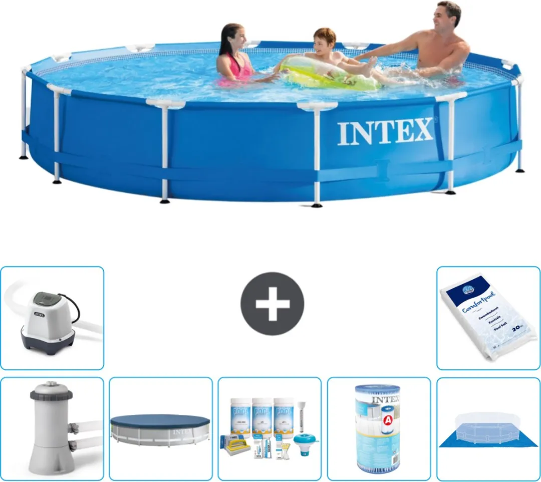 Intex 28212GN-Blauw Rond Frame Zwembad 366x76cm - Blauw