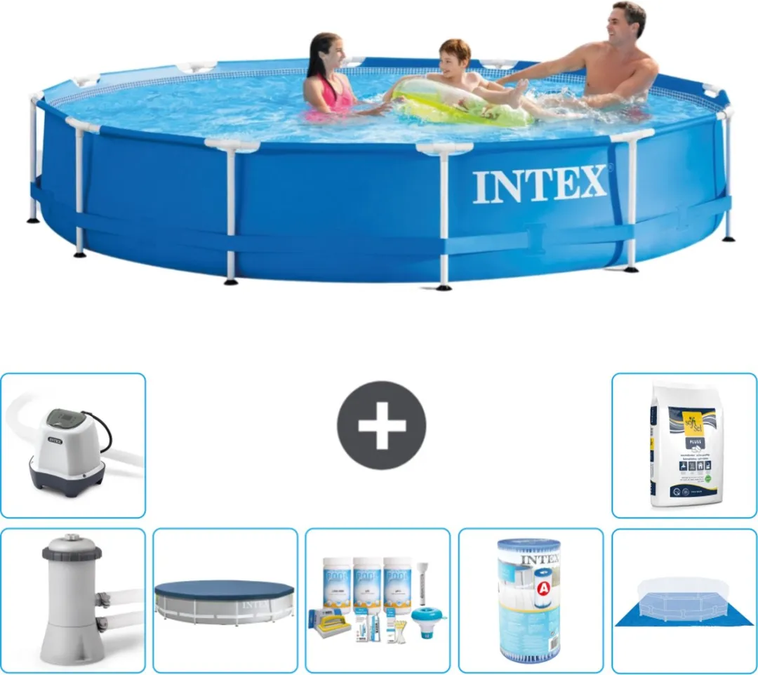 Intex 28212GN-Blauw Rond Frame Zwembad 366x76cm - Blauw