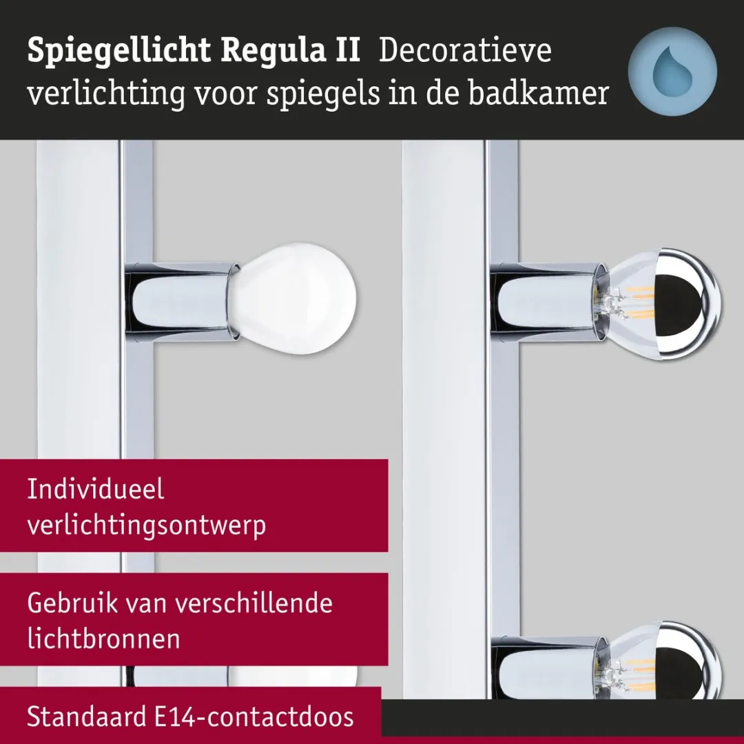 Paulmann LED Spiegellamp Regula II IP44 - 3x40W - Ø45cm - Chroom