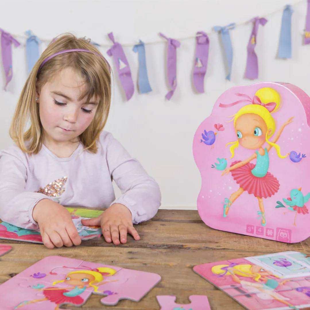Eurekakids Ballerina Puzzel 4-in-1 - Roze - 6/9/12/16 Stukjes