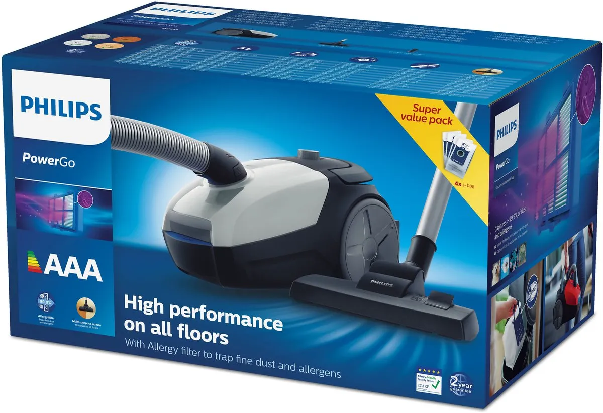 Philips 2000 Series FC8253/09 Stofzuiger met zak - 900W - Grijs