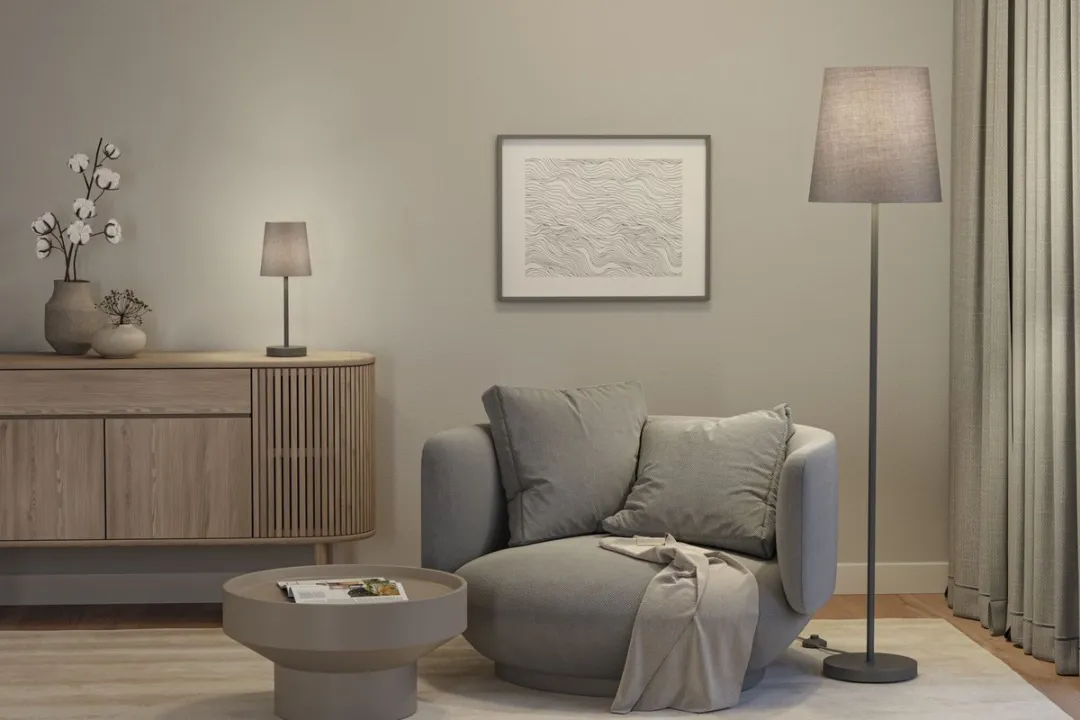 Paulmann Stellan II Staande Lamp E27 20W - Grijs Metaal - afbeelding 6 van 6