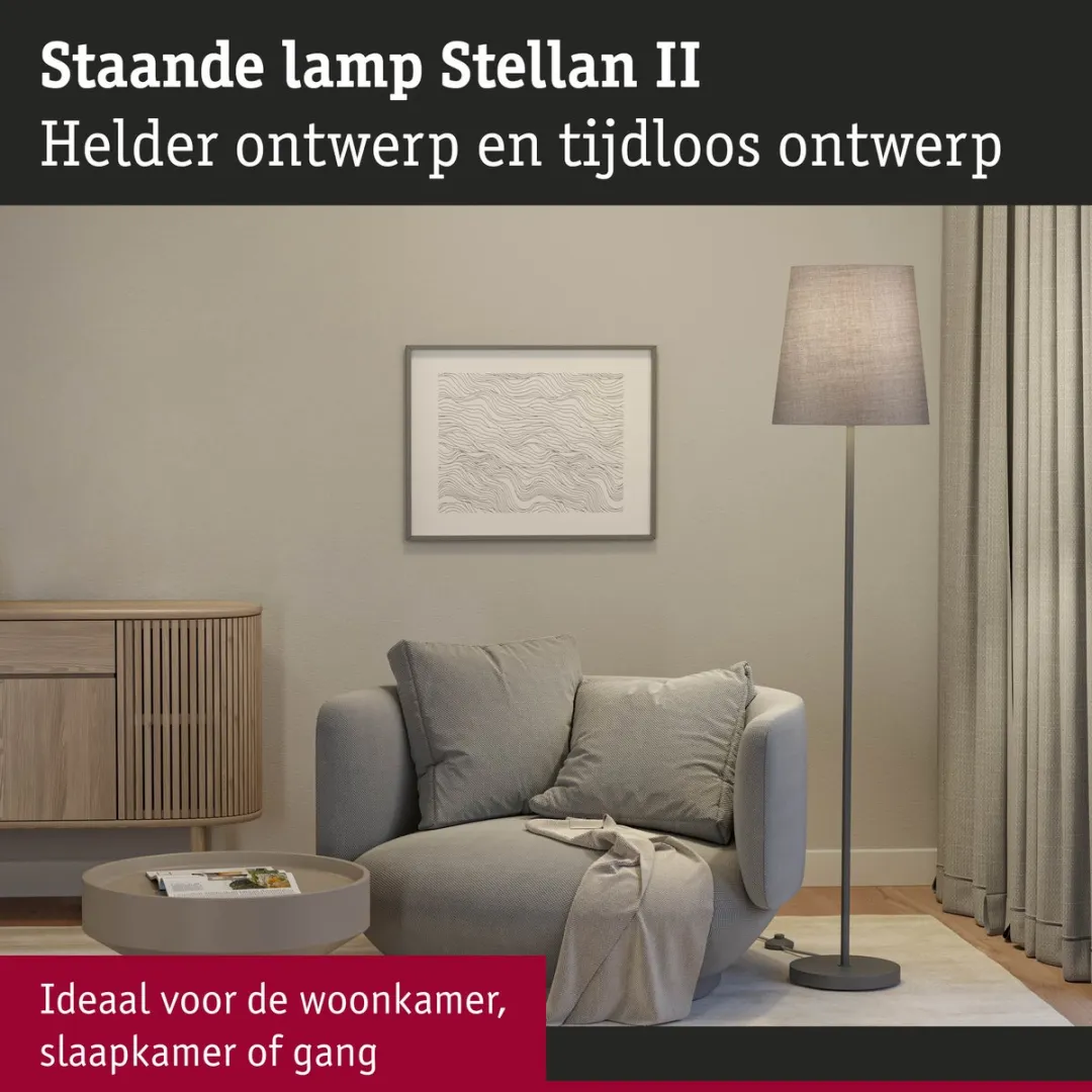 Paulmann Stellan II Staande Lamp E27 20W - Grijs Metaal