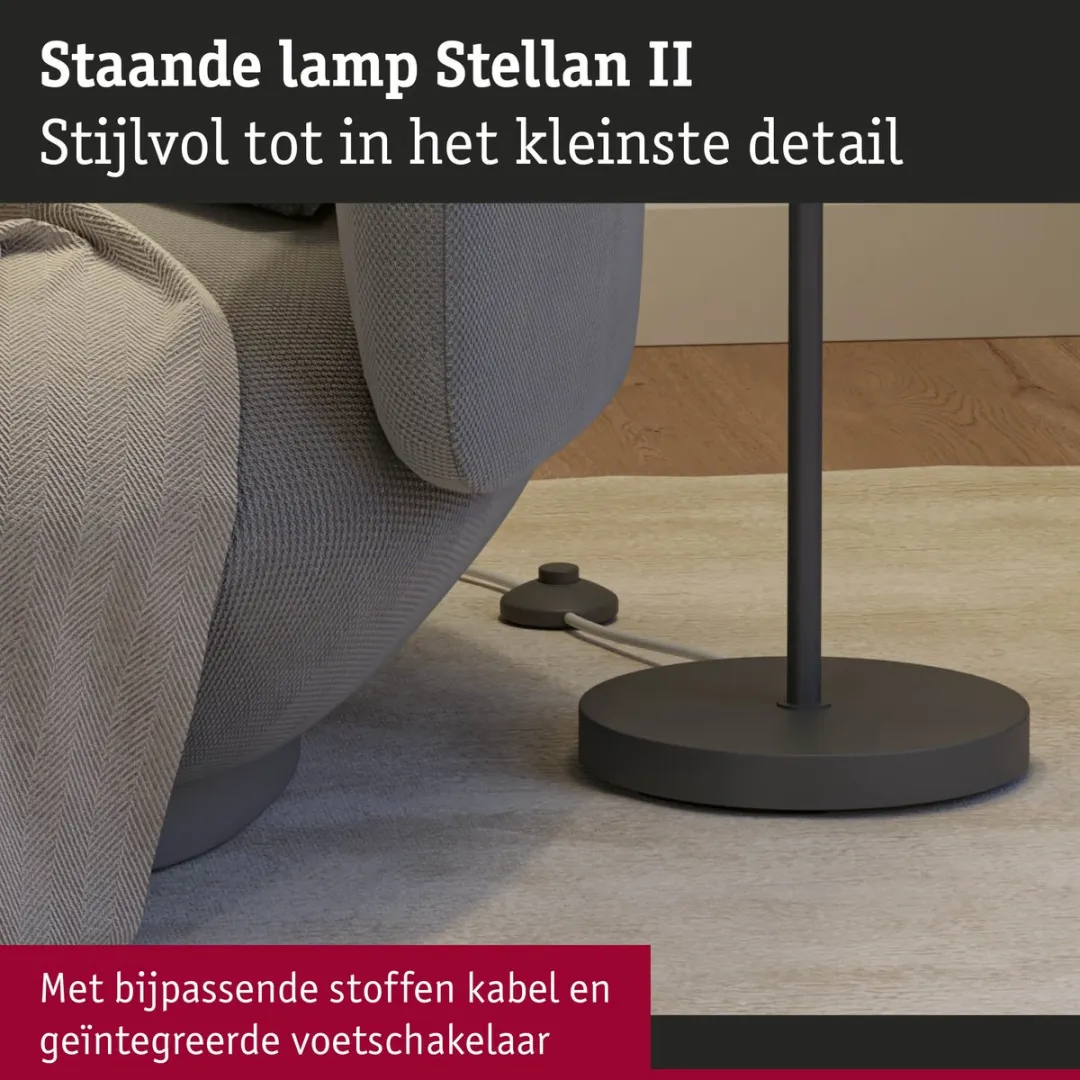 Paulmann Stellan II Staande Lamp E27 20W - Grijs Metaal