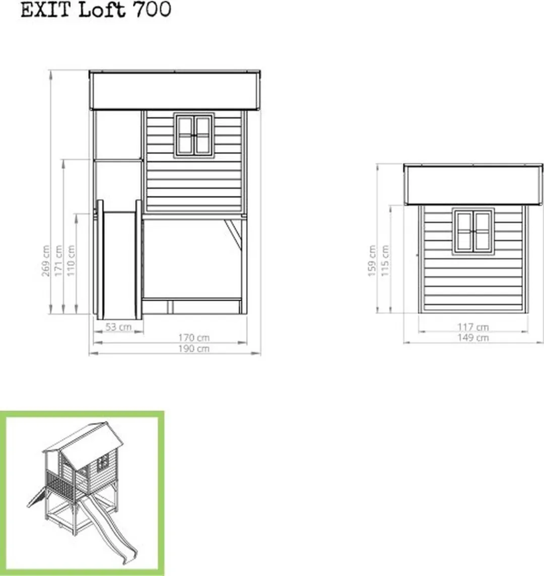 EXIT Toys Loft 700 Houten Speelhuis - Groen