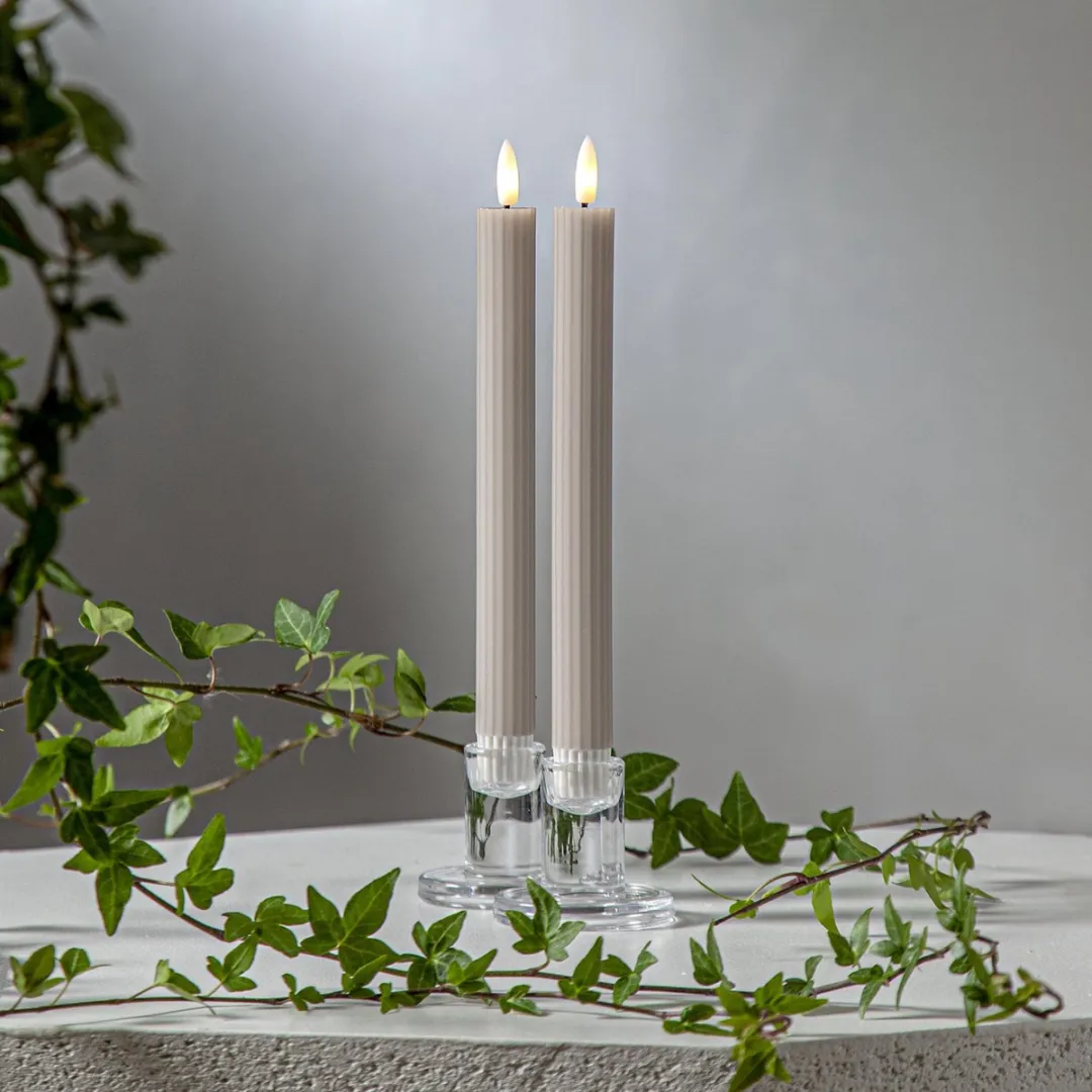 Star Trading LED Kaars Flame Stripe - 2 Stuks - Bruin