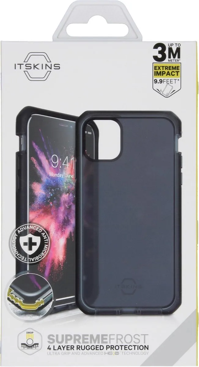 Itskins Supreme Frost Cover iPhone 11 Pro Max iP11ProMax98585101 - Grijs/Zwart - afbeelding 6 van 6