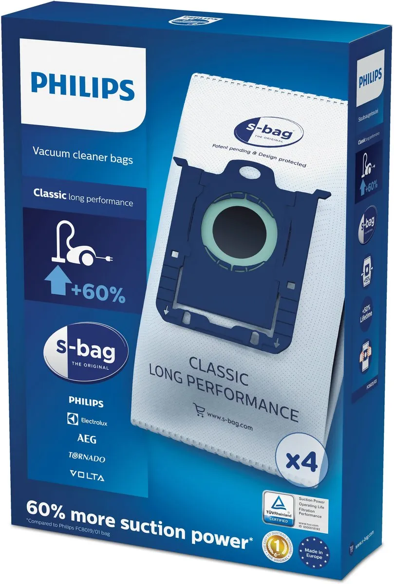 Philips S-bag FC8021/03 Stofzuigerzakken - 4 Stuks