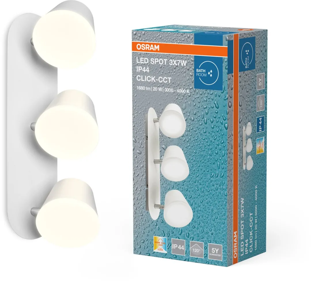 Osram LED 3-Spots Badkamerlamp IP44 Click-CCT - Wit
