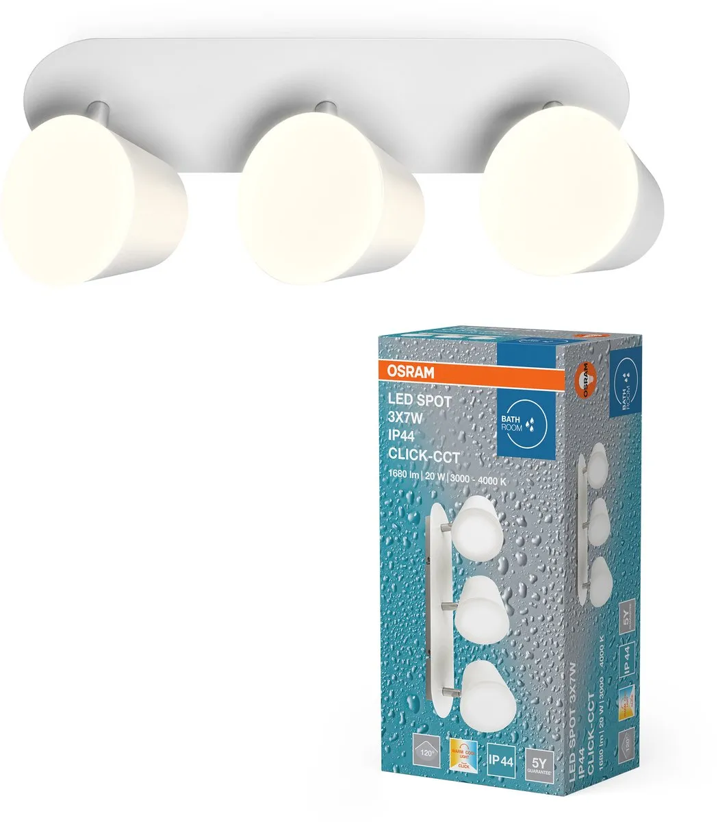 Osram LED 3-Spots Badkamerlamp IP44 Click-CCT - Wit