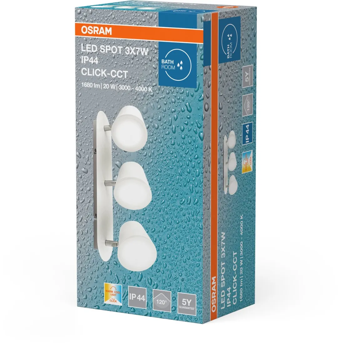 Osram LED 3-Spots Badkamerlamp IP44 Click-CCT - Wit - afbeelding 6 van 6