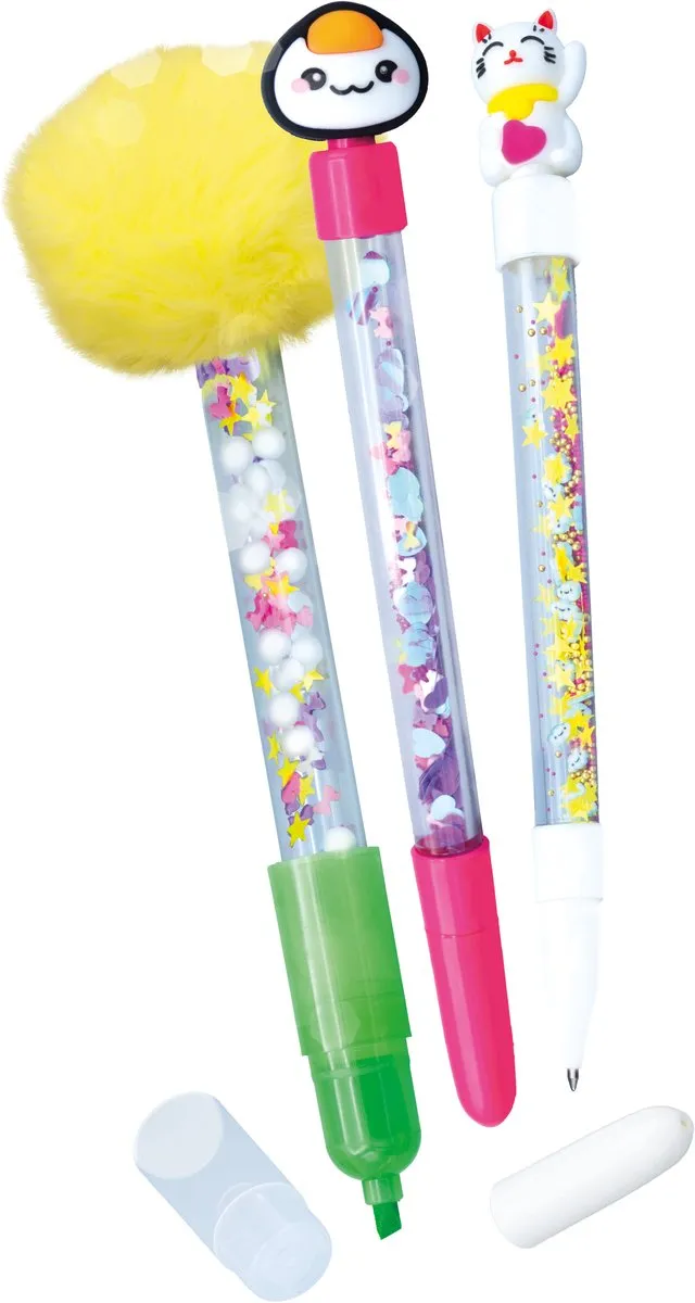 Buki Kawaii DIY Balpen Set - Multicolor - 3 Stuks