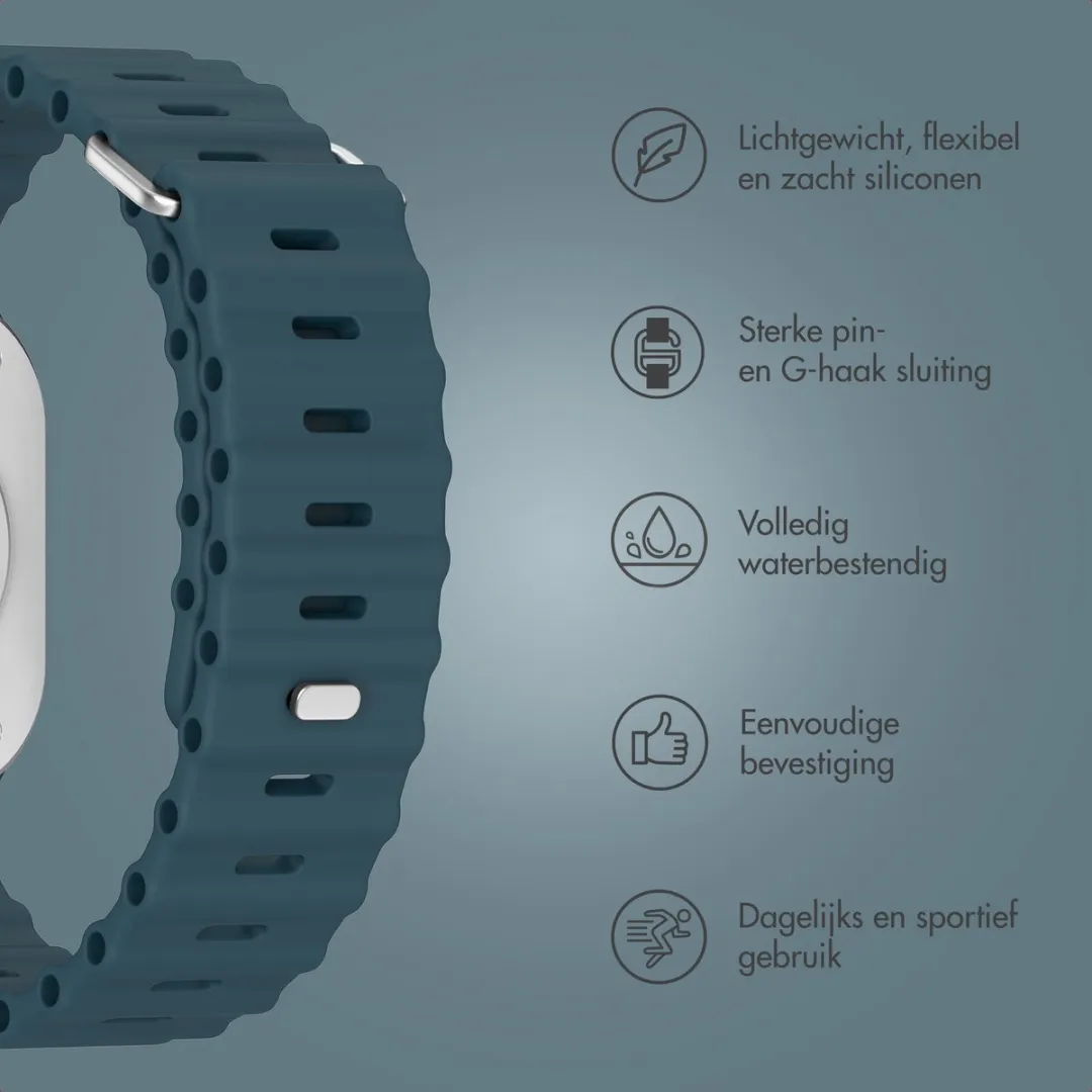 Accezz Siliconen Sportband Apple Watch - 44/45/46/49mm - Abyss Blue