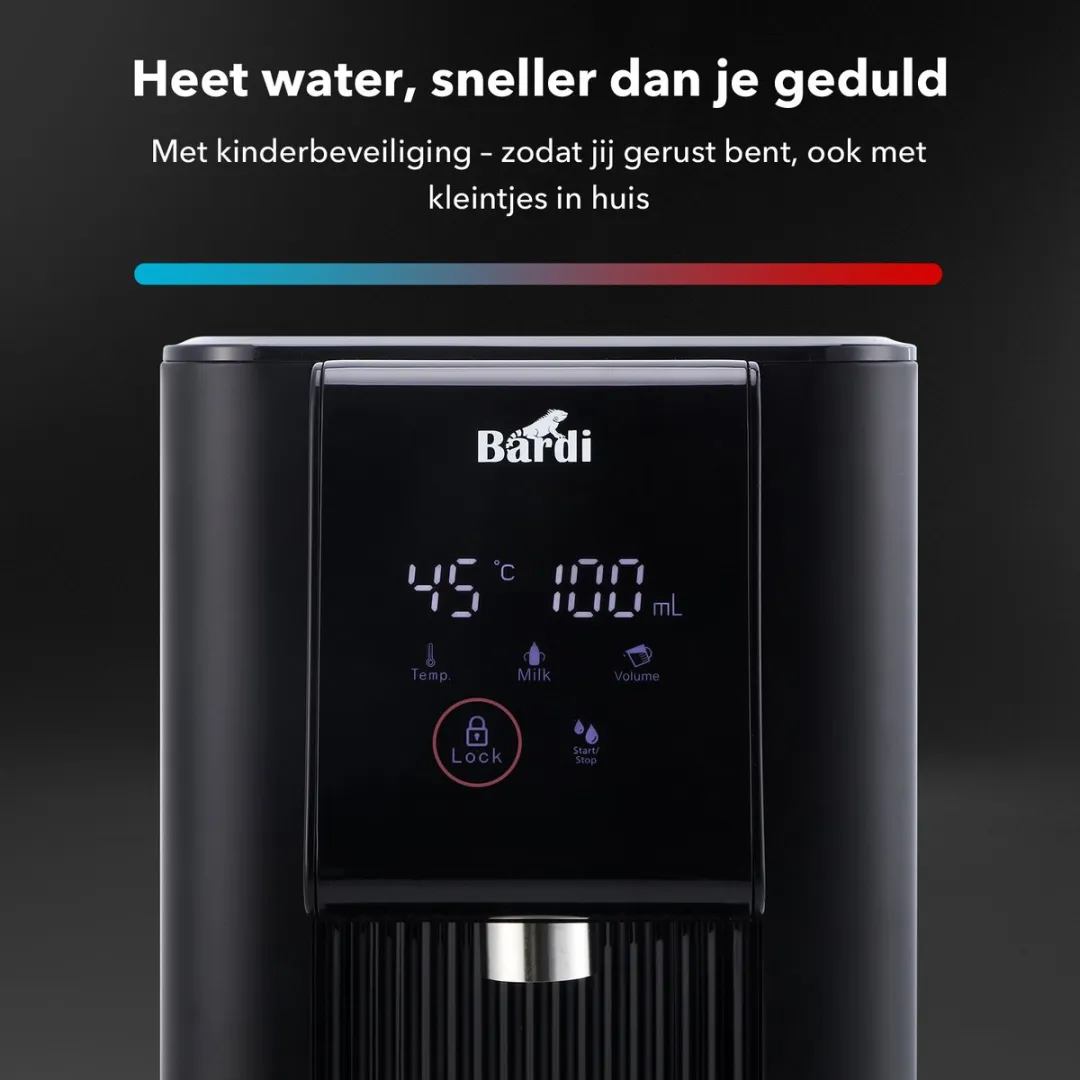 Bardi Heetwaterdispenser 2,6L - 6 Temperaturen - Zwart