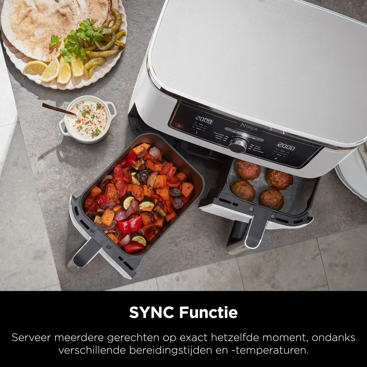 Ninja Foodi AF400EUWH Dubbele Airfryer XXL - 9,5L - 2470W - Wit