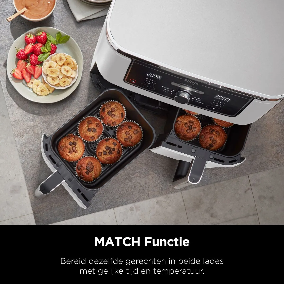 Ninja Foodi AF400EUWH Dubbele Airfryer XXL - 9,5L - 2470W - Wit