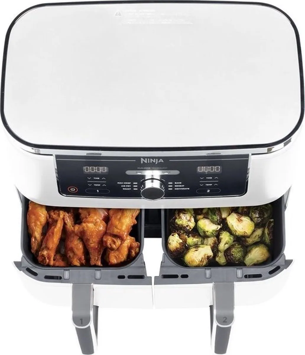 Ninja Foodi AF400EUWH Dubbele Airfryer XXL - 9,5L - 2470W - Wit