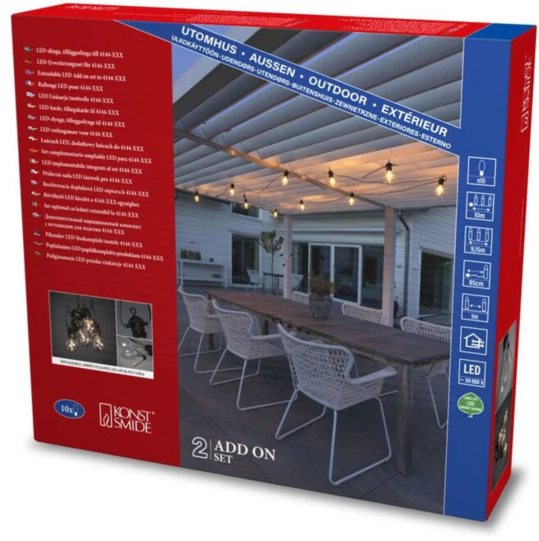 Konstsmide Partylight Verlengset 4145-800 - 10 Stuks - Zwart
