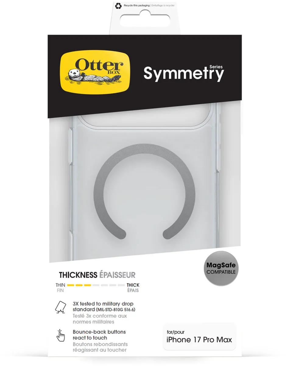 OtterBox Symmetry Clear MagSafe iPhone 17 Pro Max 77-98856 - Transparant