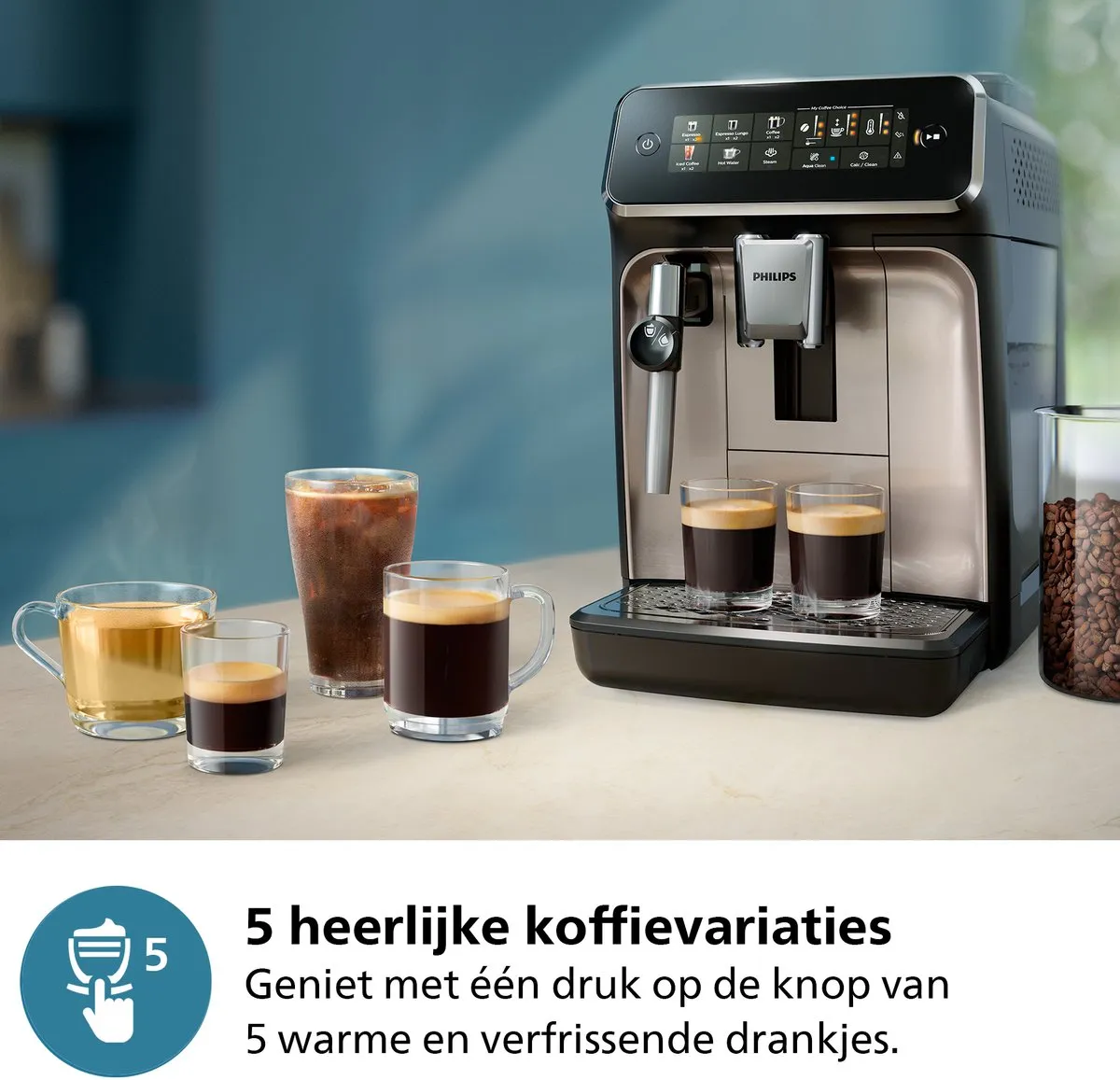 Philips 3300 Serie EP3329/70 Volautomatische Espressomachine - 6 Programma's - Zwart & Zilver