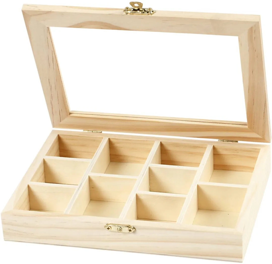 Creativ Company Houten Doos met Glazen Deksel 15,5x20,5x3,5cm