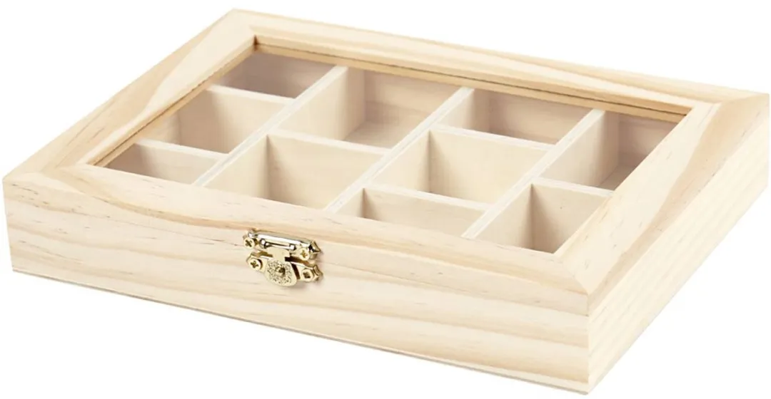 Creativ Company Houten Doos met Glazen Deksel 15,5x20,5x3,5cm