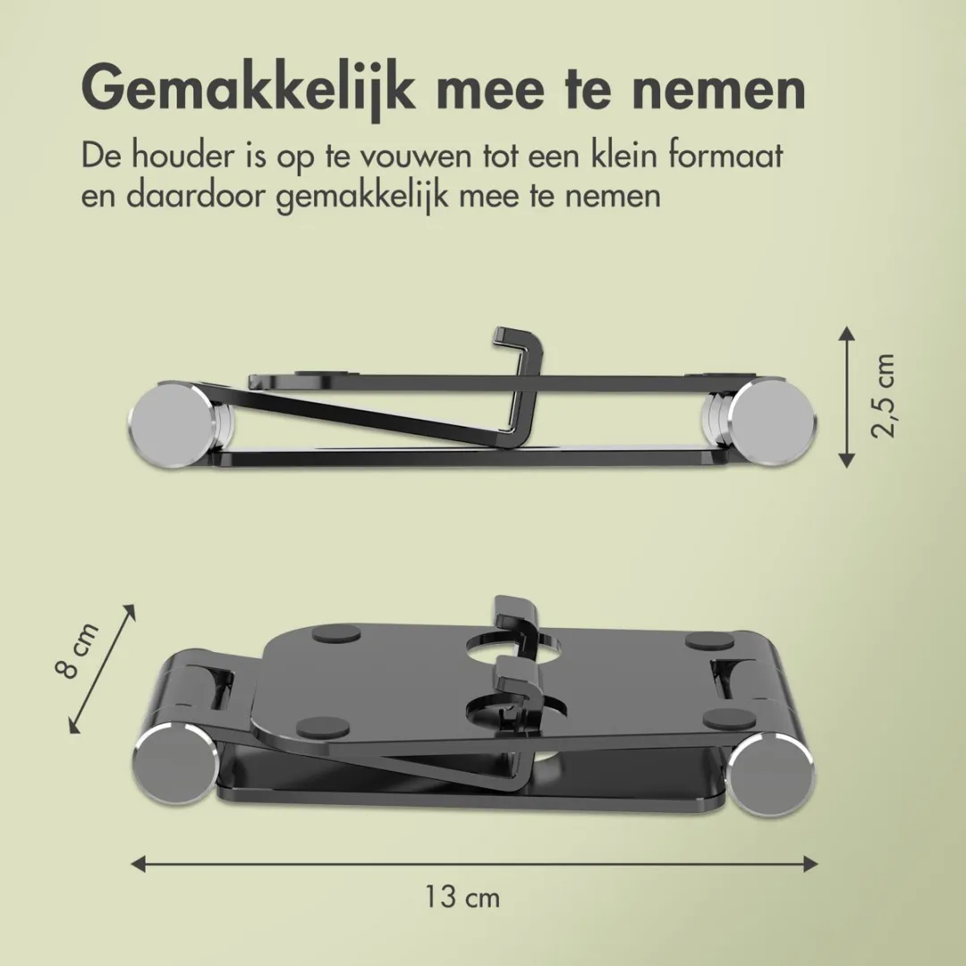 Imoshion SH00077247 Telefoon/Tablet Houder - Opvouwbaar Aluminium - 12.9 Inch - Zilver - afbeelding 6 van 6