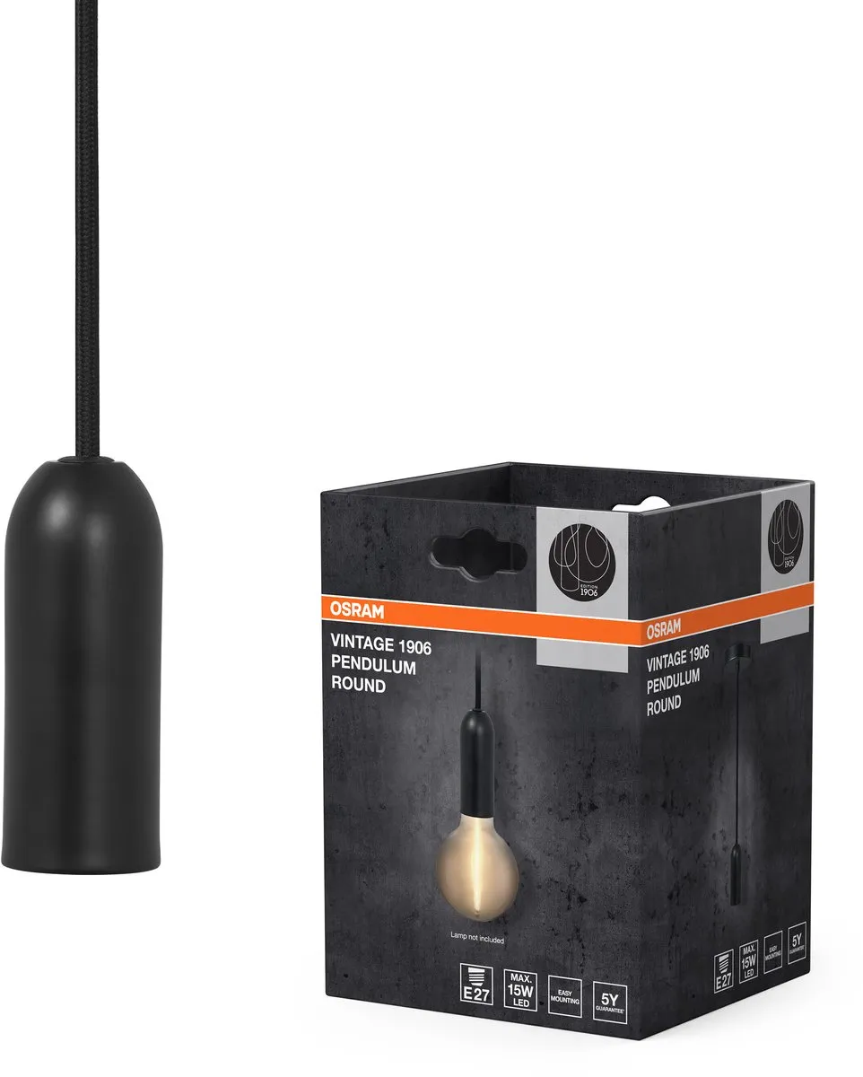 Osram Vintage 1906 Hanglamp E27 - 25W - Ø100cm - Zwart