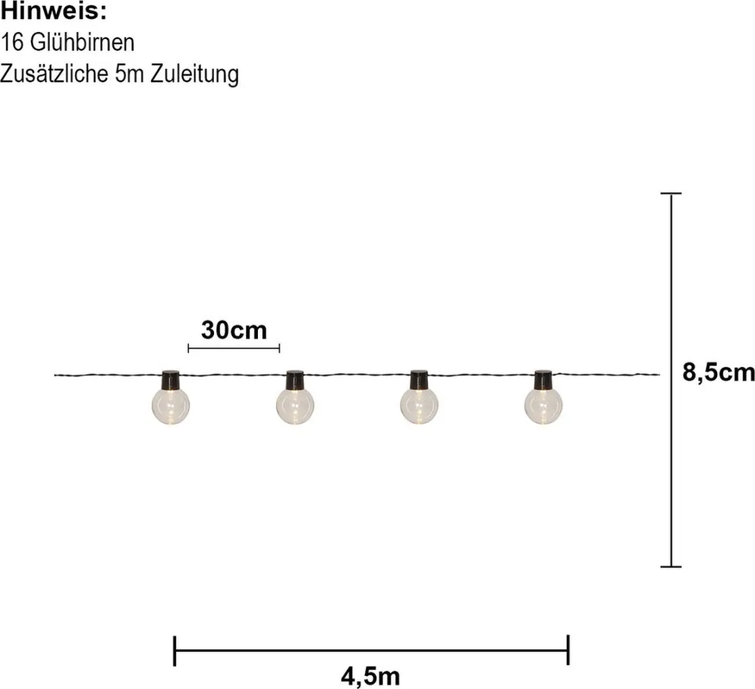Star Trading LED Buitenlichtketting Partaj 16 LED Warm Wit 4,5m - afbeelding 3 van 3