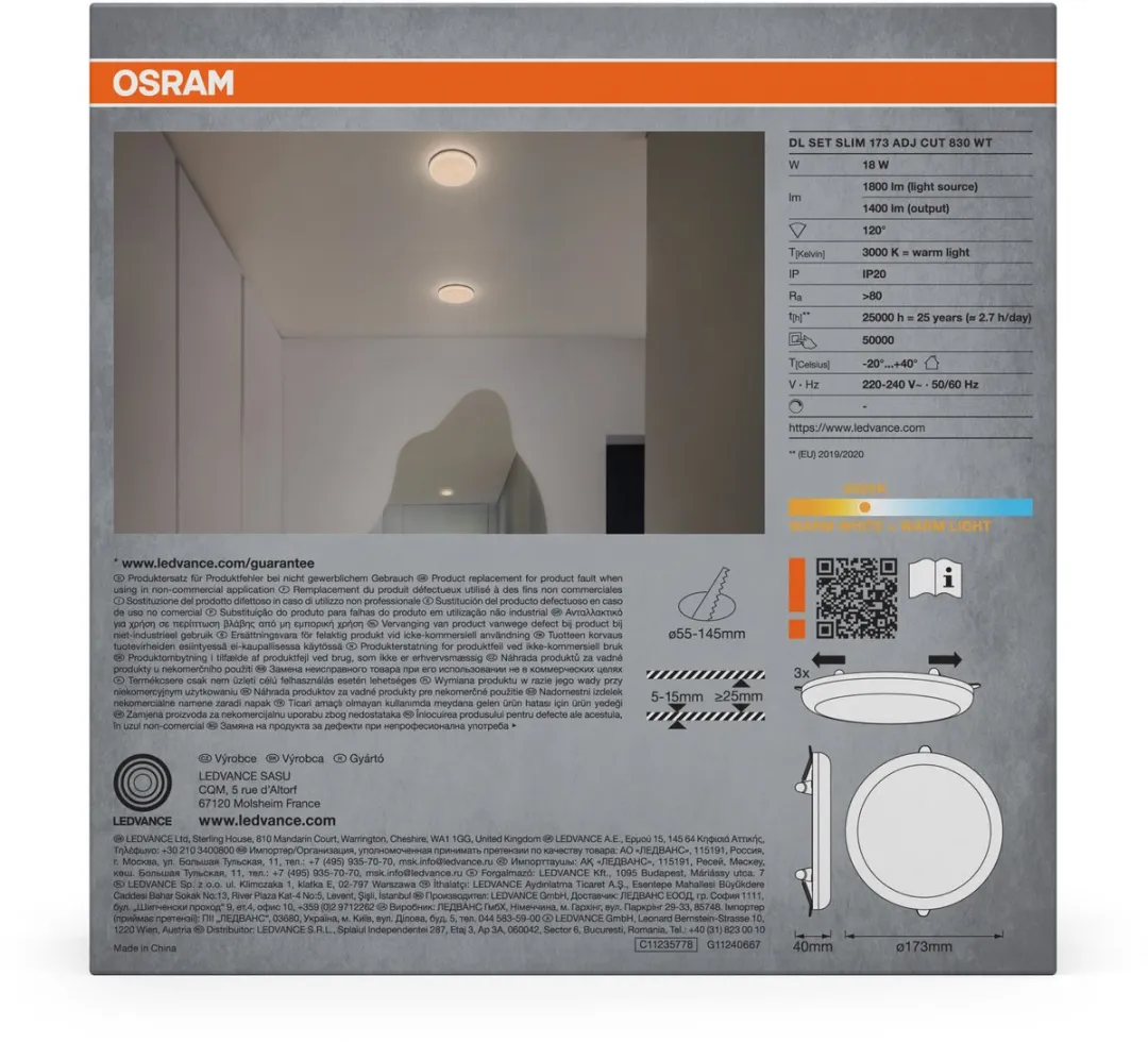 Osram Essential LED Downlight 18W 173mm - 3 Stuks