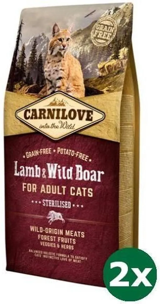 Carnilove Lam/Wild Zwijn Gesteriliseerd Kattenvoer 12kg