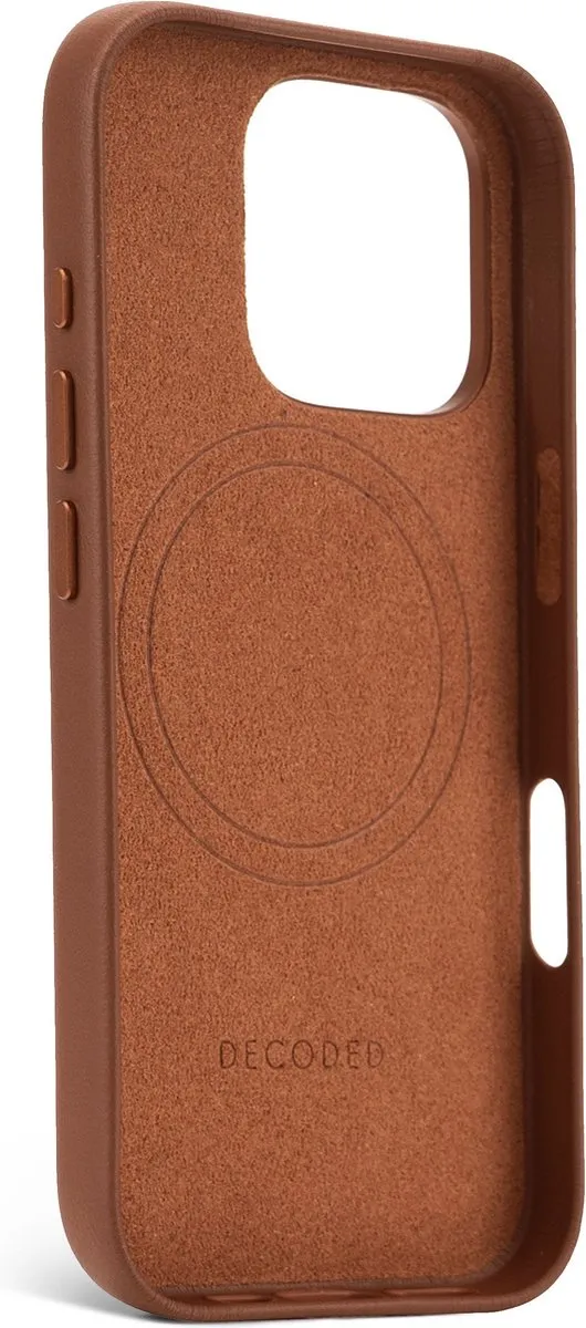 DECODED Leren Hoesje Geschikt voor iPhone 16 Pro - Gemaakt van Premium ECCO Leer - Geschikt voor MagSafe - Bruin