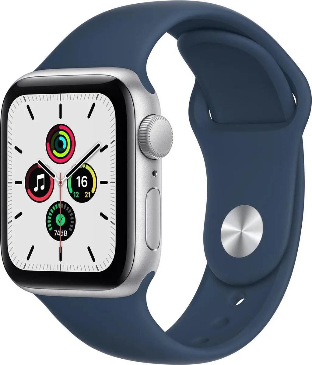 Apple Watch SE 2021 40mm - Zilver - Blauwe Band