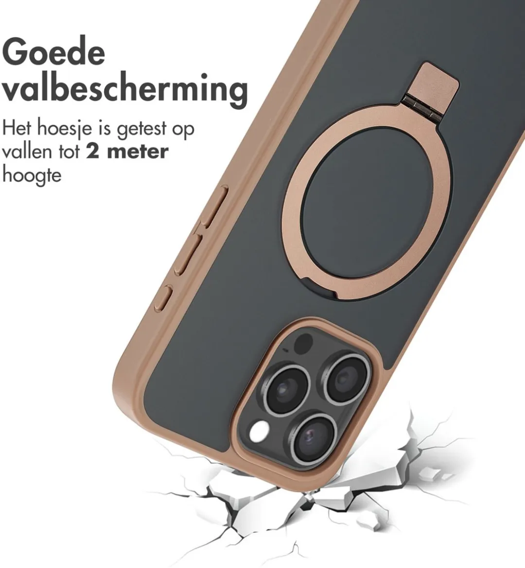 Accezz iPhone 15 Pro Max Hoesje - MagSafe Ring Stand - Bruin