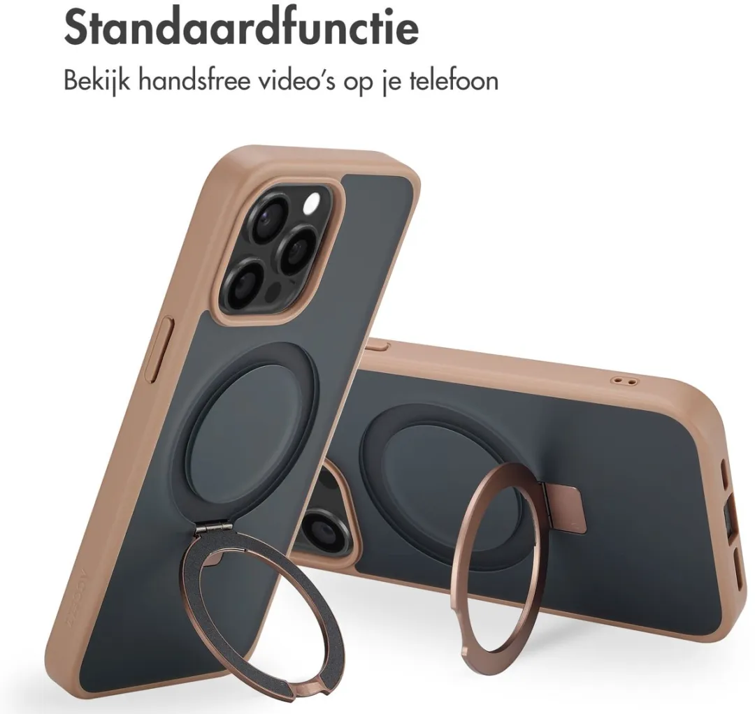 Accezz iPhone 15 Pro Max Hoesje - MagSafe Ring Stand - Bruin