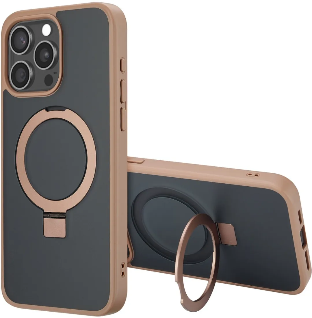 Accezz iPhone 15 Pro Max Hoesje - MagSafe Ring Stand - Bruin