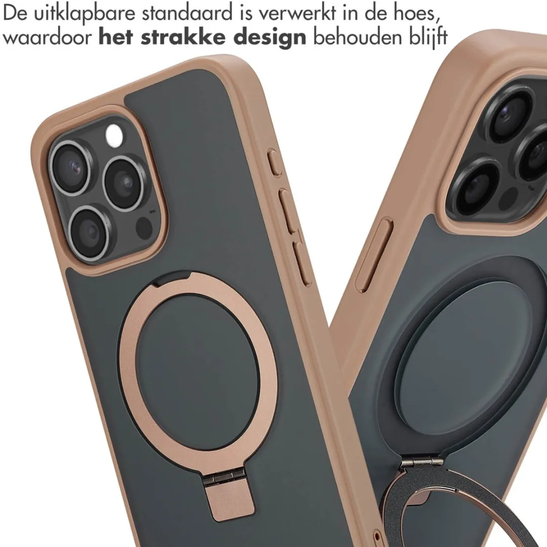Accezz iPhone 15 Pro Max Hoesje - MagSafe Ring Stand - Bruin