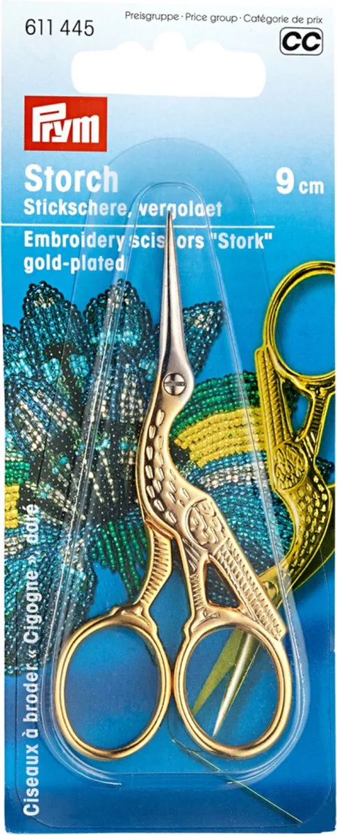Prym Ooievaar Borduurschaar 9cm - Goudkleurig