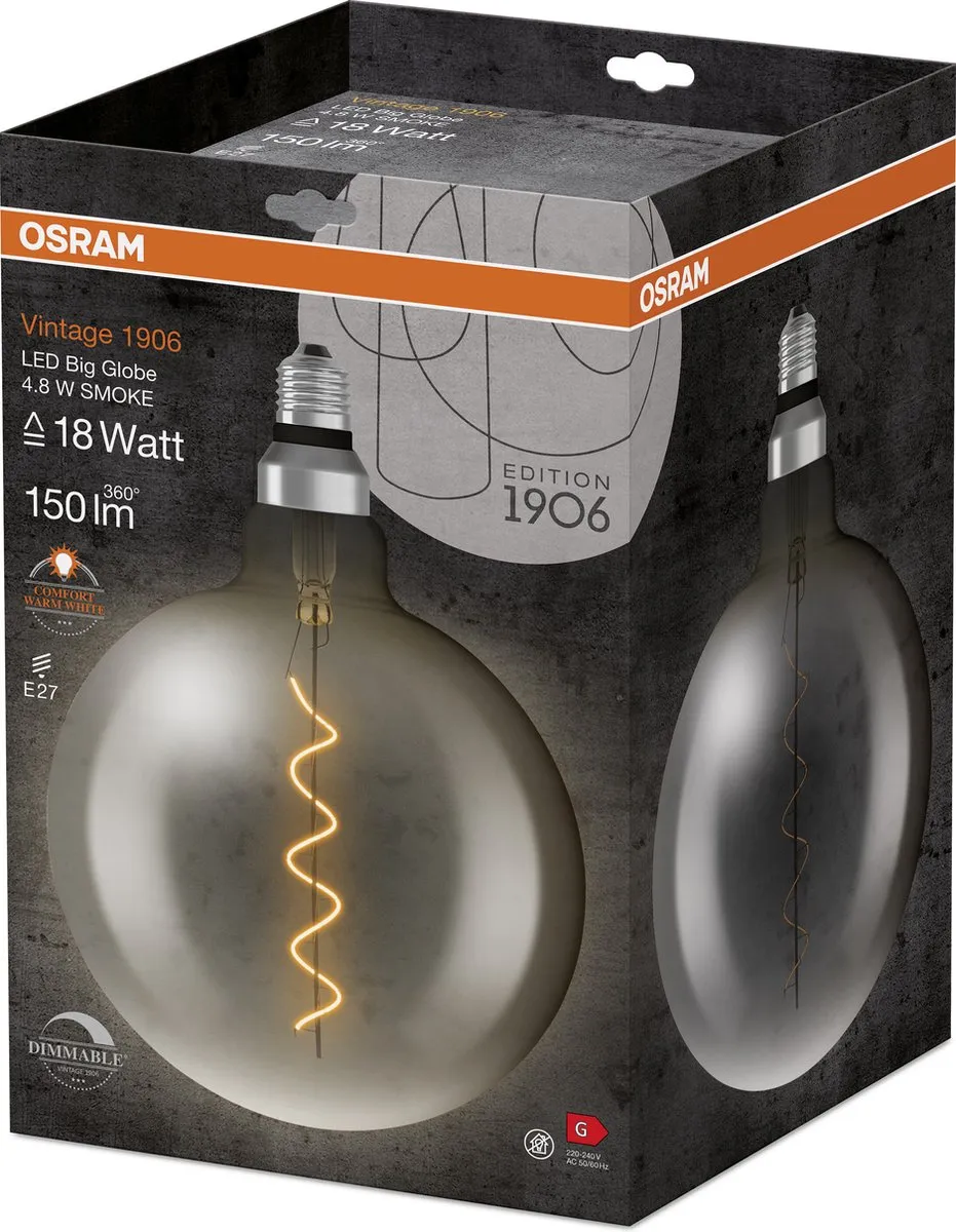 Osram LED Globe E27 4.8W Warmwit - Ø20cm - afbeelding 6 van 6