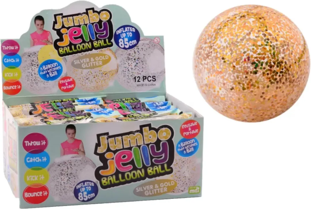 Johntoy Opblaasbare Glitterballon 85cm - Multicolor