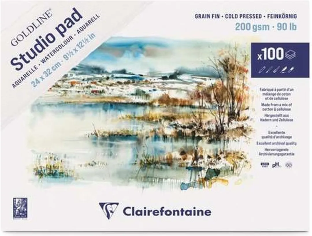 Clairefontaine Goldline Studio Pad Aquarel 24x32cm - 100 vellen