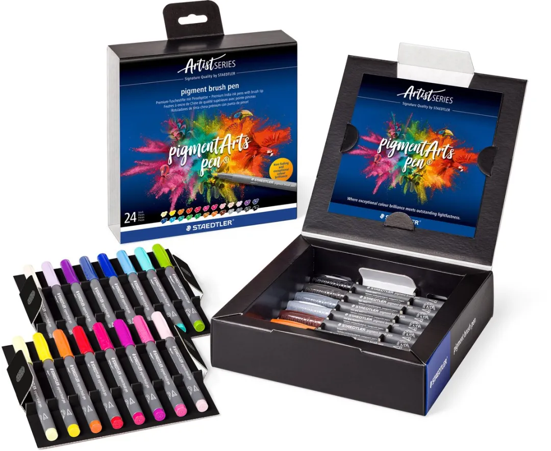 STAEDTLER Pigment Brush Pen Set 24 Kleuren