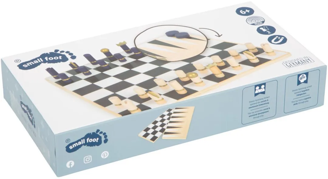 Small Foot Schaak & Backgammon Golden Edition - 2-6 Spelers