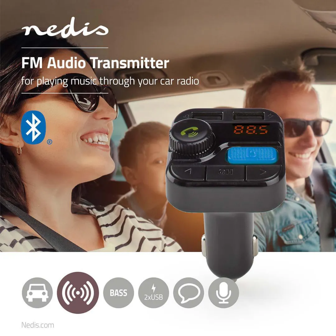 Nedis FM-Audiotransmitter Auto - Handsfree - Bluetooth 5.0 - Zwart