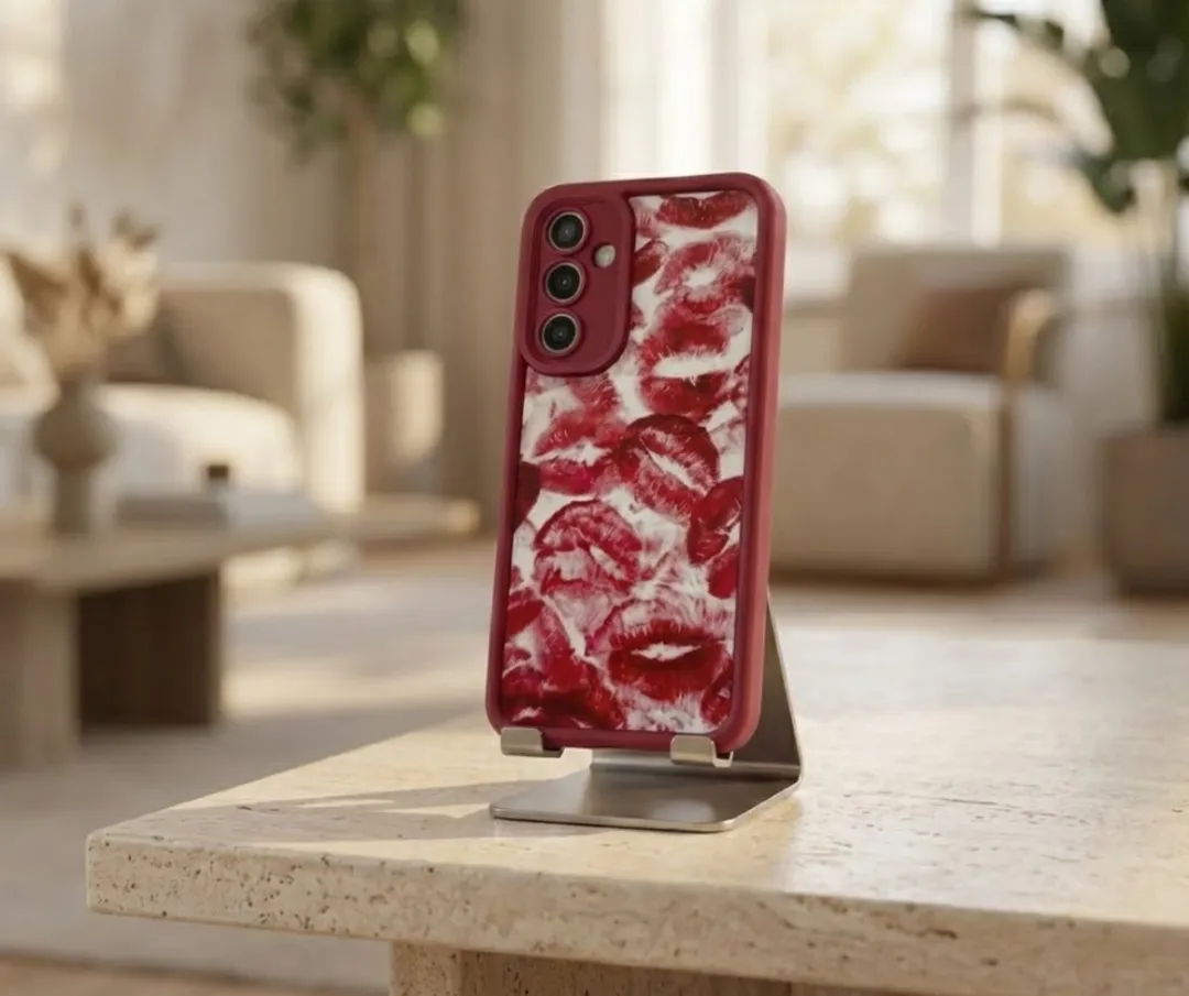 NUVEX Samsung Galaxy S25 Hoesje - Bordeaux Rood - Lippenprint